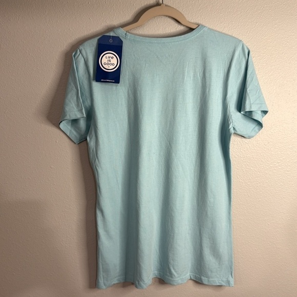 LIFE IS GOOD Dog Lovers Crusher Tee Super Soft Light Blue Women’s Size M - Picture 3 of 7